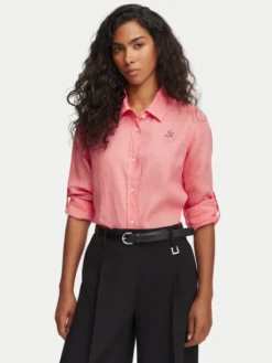 Beverly Hills Polo Club Koszula P-SS26W-SH0004 Koralowy Regular Fit