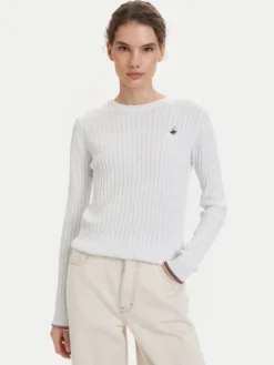 Beverly Hills Polo Club Sweter P-SS26W-M537390 Biały Regular Fit
