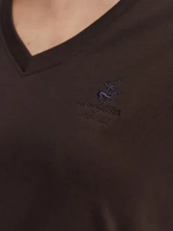 Beverly Hills Polo Club T-Shirt P-SS26W-TS5165187 Brązowy ciemny Regular Fit