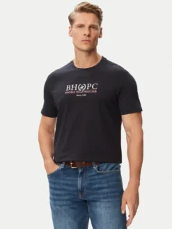 Beverly Hills Polo Club T-Shirt P-SS26M-TS2450043NVY Granatowy Regular Fit