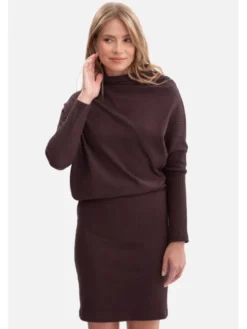 BeWear Sukienka dzianinowa b309 Brązowy Baggy Fit