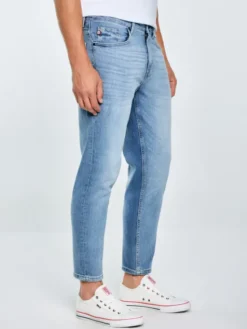 BIG STAR Jeansy ATES CROPPED Niebieski Tapered Fit