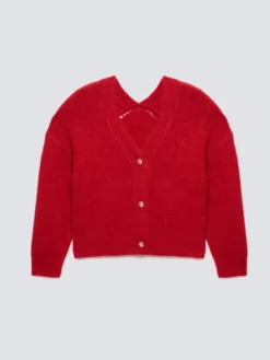 BIG STAR Kardigan KARDILA Czerwony Basic Fit