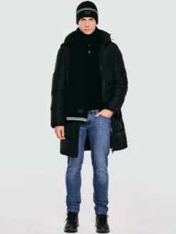 BIG STAR Płaszcz zimowy MIKRONOS Czarny Basic Fit