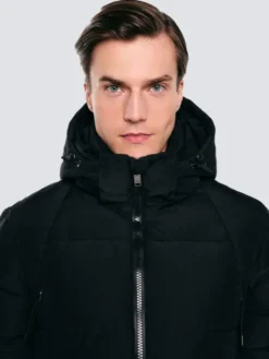 BIG STAR Płaszcz zimowy MIKRONOS Czarny Basic Fit