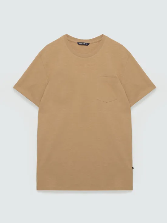 BIG STAR T-Shirt TOMES Beżowy Basic Fit