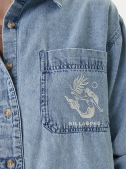 Billabong Koszula jeansowa Down The Coast EBJWT00122 Niebieski Oversize
