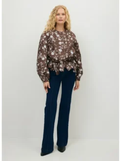 BIZUU Kurtka przejściowa LUCISSE FLORAL JACKET Brązowy Standard Fit