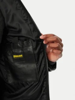 Blauer Kurtka skórzana 26WBLUL01490 007012 Czarny Slim Fit