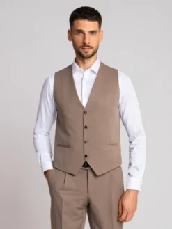 Borgio Kamizelka garniturowa lido_khaki Khaki Slim Fit