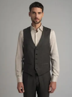 Borgio Kamizelka garniturowa Pertosa Brązowy Slim Fit