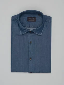 Borgio Koszula jeansowa denice_00604 Niebieski Slim Fit