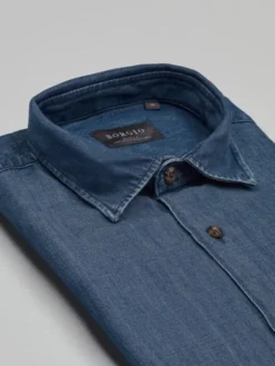 Borgio Koszula jeansowa denice_00604 Niebieski Slim Fit