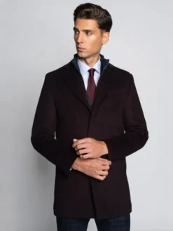 Borgio Płaszcz seveso Bordowy Classic Fit