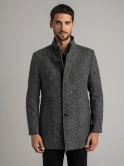 Borgio Płaszcz wełniany rivara_sz Szary Slim Fit