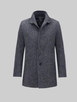 Borgio Płaszcz wełniany rivara_g1 Granatowy Slim Fit