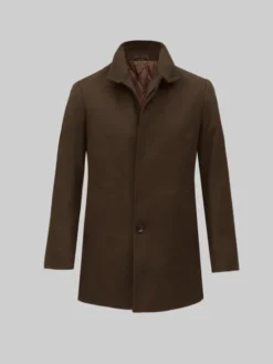 Borgio Płaszcz wełniany rivara_br Brązowy Slim Fit