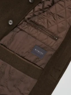 Borgio Płaszcz wełniany rivara_br Brązowy Slim Fit