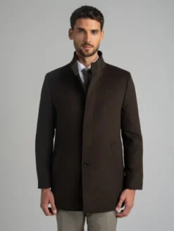 Borgio Płaszcz wełniany rivara_br Brązowy Slim Fit