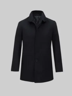 Borgio Płaszcz wełniany rivara_g Granatowy Slim Fit