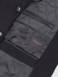 Borgio Płaszcz wełniany rivara_g Granatowy Slim Fit