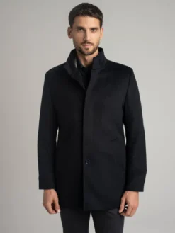 Borgio Płaszcz wełniany rivara_g Granatowy Slim Fit
