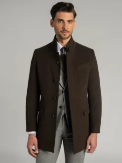 Borgio Płaszcz wełniany rizziconi Brązowy Slim Fit