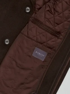 Borgio Płaszcz wełniany serre_br Brązowy Slim Fit