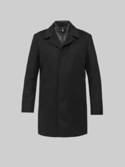 Borgio Płaszcz wełniany sferro Czarny Slim Fit