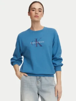 Calvin Klein Jeans Bluza Monologo LV047B234G Niebieski Relaxed Fit