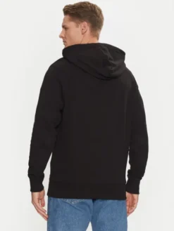 Calvin Klein Jeans Bluza Woven Label Hoodie J30J327113 Czarny Regular Fit
