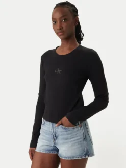 Calvin Klein Jeans Bluzka Monogram LV047A803G Czarny Slim Fit