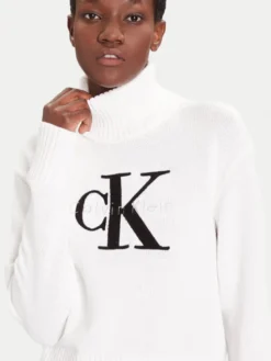 Calvin Klein Jeans Golf Chenille LV047D354G Biały Relaxed Fit