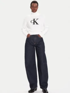 Calvin Klein Jeans Golf Chenille LV047D354G Biały Relaxed Fit