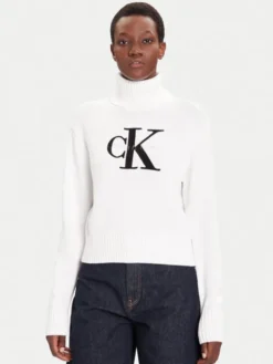 Calvin Klein Jeans Golf Chenille LV047D354G Biały Relaxed Fit