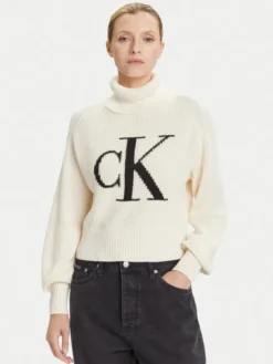 Calvin Klein Jeans Golf LV047D349G Écru Loose Fit