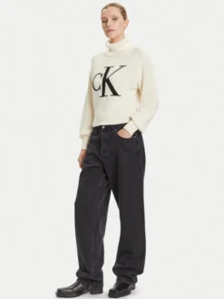 Calvin Klein Jeans Golf LV047D349G Écru Loose Fit