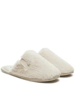 Calvin Klein Jeans Kapcie Hotel Slipper Fur After Glow YW0YW01593 Écru