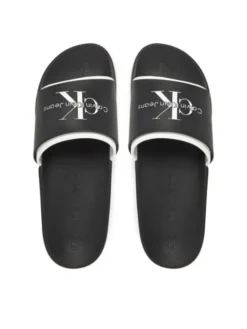 Calvin Klein Jeans Klapki Slide Rubber Neoprene Monologo YM0YM00361 Czarny