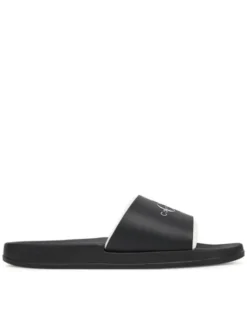 Calvin Klein Jeans Klapki Slide Rubber Neoprene Monologo YM0YM00361 Czarny