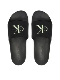 Calvin Klein Jeans Klapki Slide Monologo Cv YM0YM01367 Czarny