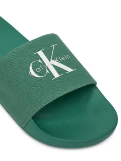 Calvin Klein Jeans Klapki Slide Monologo Cv YM0YM01367 Zielony