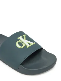 Calvin Klein Jeans Klapki Slide Jelly Mono Pu YM0YM01281 Zielony