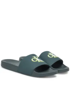 Calvin Klein Jeans Klapki Slide Jelly Mono Pu YM0YM01281 Zielony