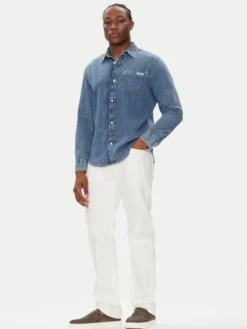 Calvin Klein Jeans Koszula jeansowa LV040EM774 Niebieski Regular Fit