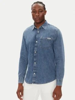 Calvin Klein Jeans Koszula jeansowa LV040EM774 Niebieski Regular Fit
