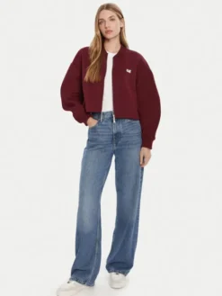 Calvin Klein Jeans Kurtka bomber LV047C524G Bordowy Oversize