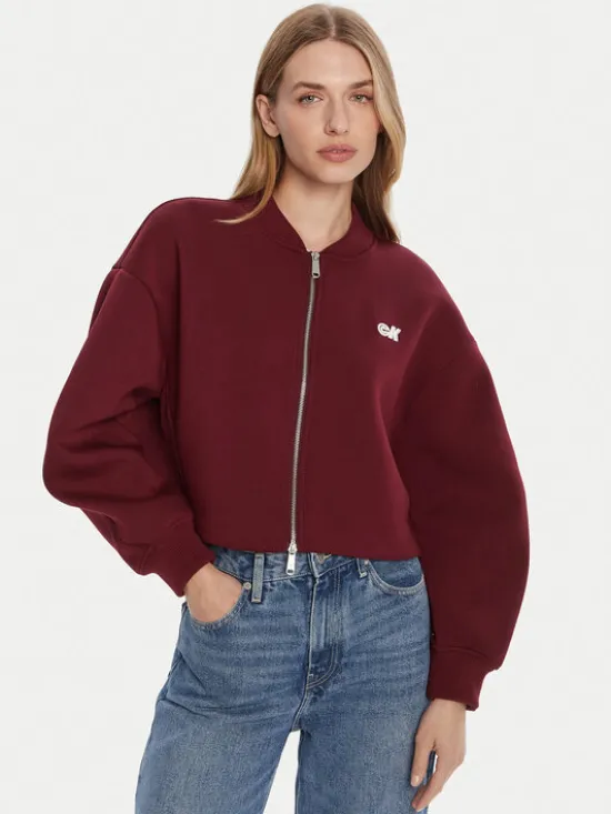 Calvin Klein Jeans Kurtka bomber LV047C524G Bordowy Oversize