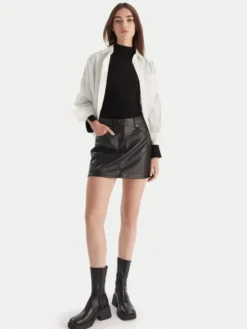 Calvin Klein Jeans Spódnica z imitacji skóry LV044D622G Czarny Regular Fit