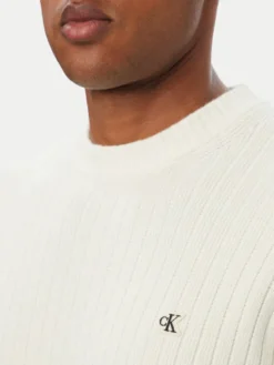 Calvin Klein Jeans Sweter LV04RH328G Kremowy Regular Fit